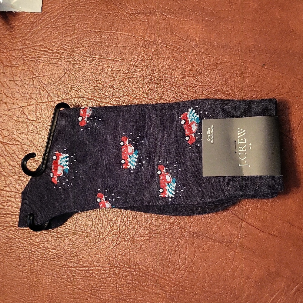J.Crew Christmas Trees on Trucks Socks For Men, New With Tags